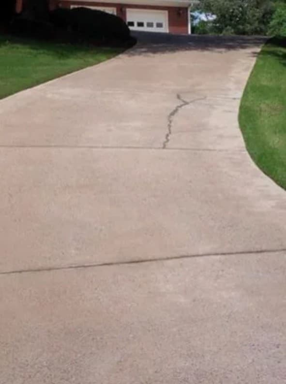 Pressure washed driveway